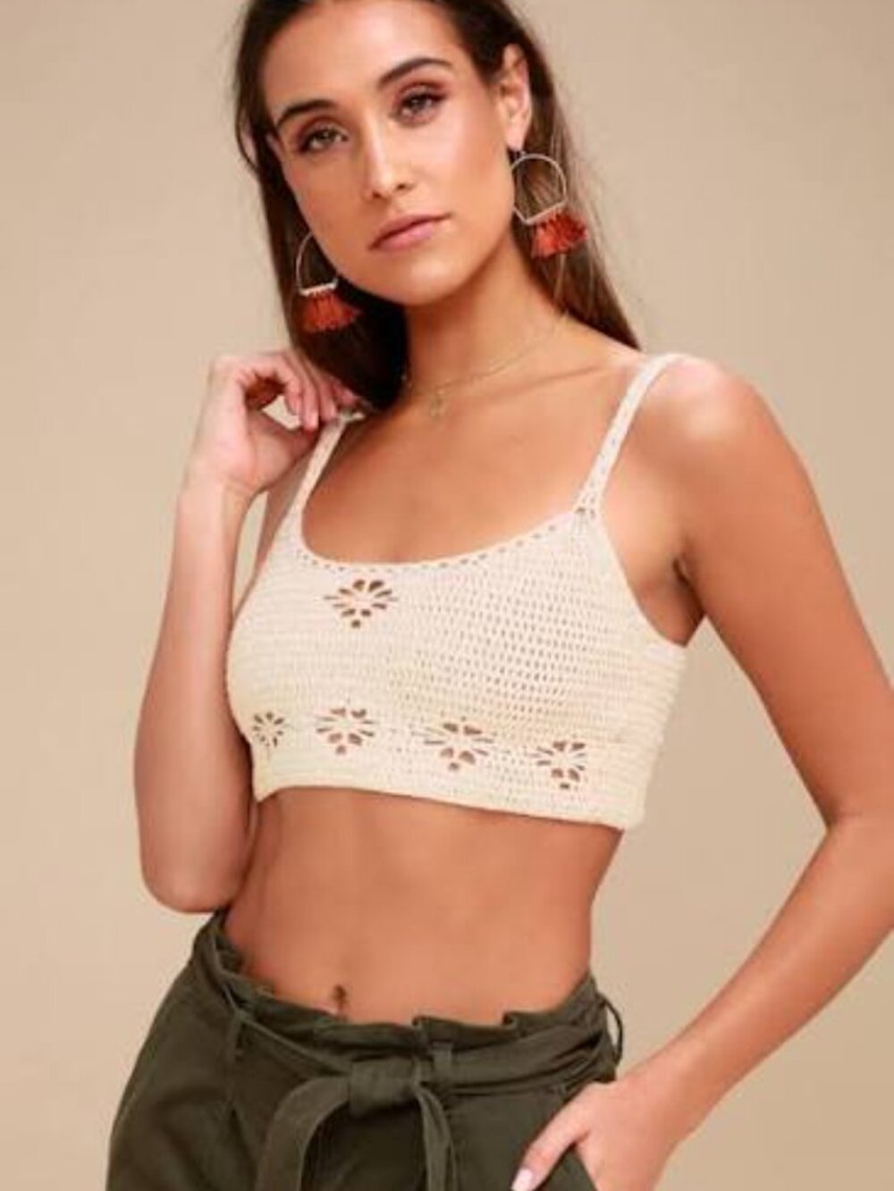 Free People Berkinette Boho Fairycore Crochet Cami/Bralette Floral Size Small